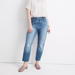 Madewell The High rise Slim Crop Boyjean Size 29 Dover Wash Raw Hem Jeans